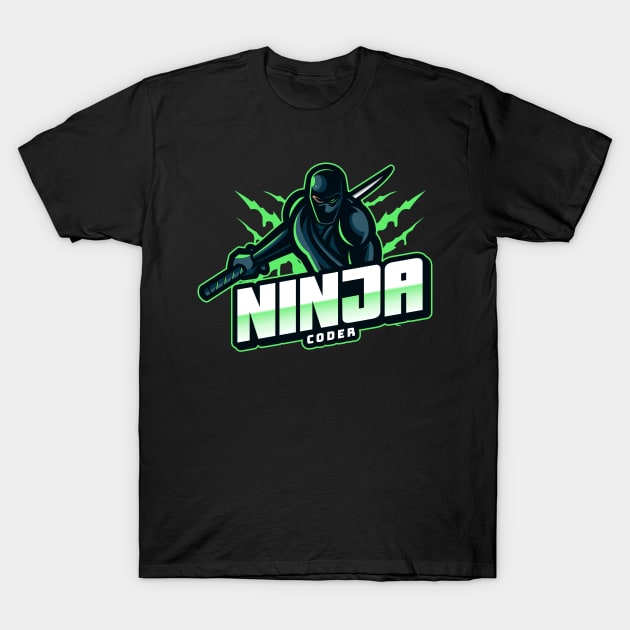 Ninja Coder Green T-Shirt by Cyber Club Tees